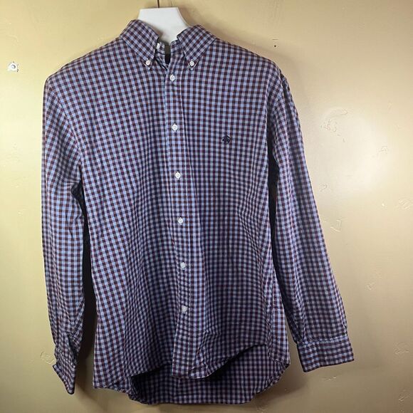 Brooks Brothers Mens Regent Size XL Button Down Preppy Cotton Burgundy Blue Soft - Picture 2 of 9